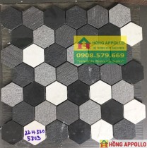 Gạch trang trí lục giác màu đen-xám-trắng phối mầu