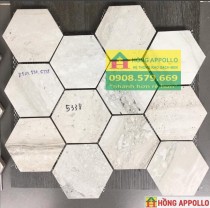 Gạch trang trí lục giác màu trắng-trắng vân mây